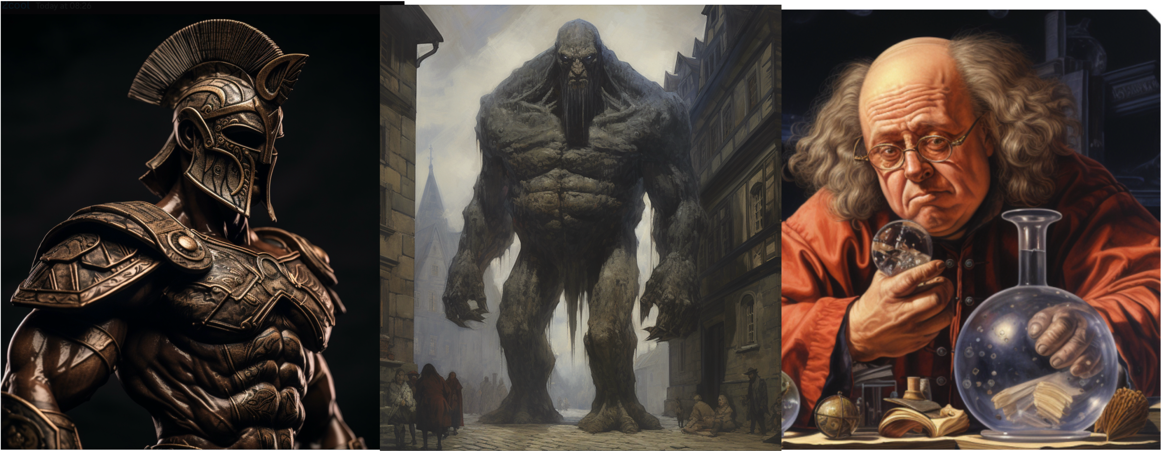 Composite image of Talos, Golem and Homunculus