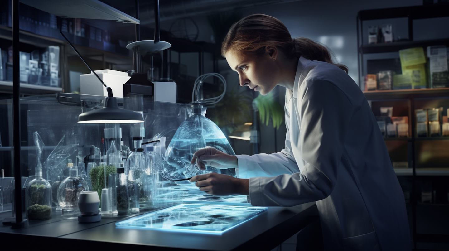 A person in a lab coat working in a laboratory