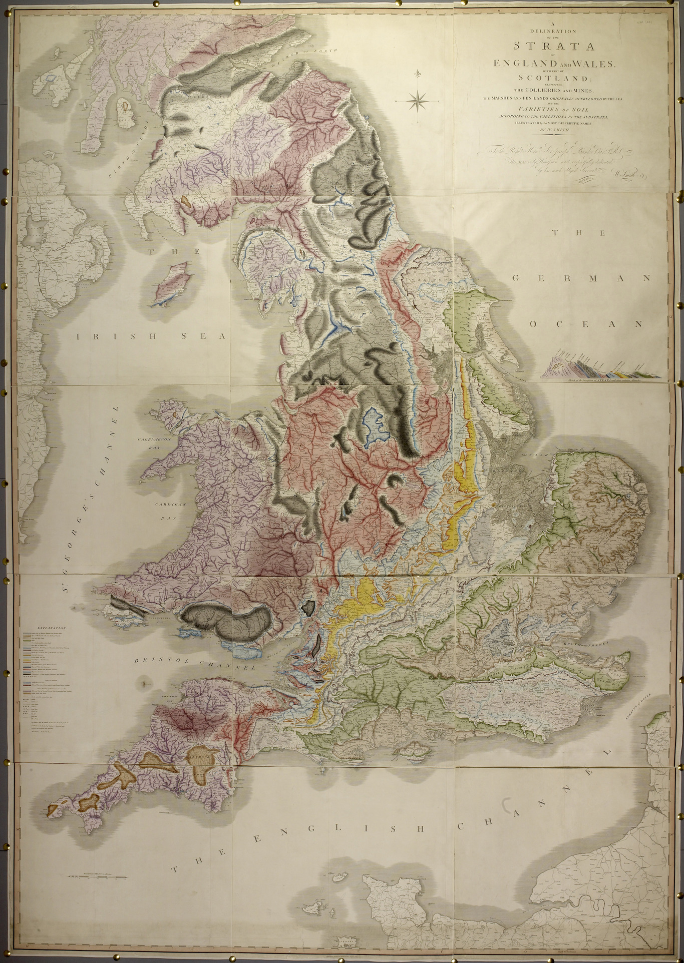 Image of William Smith's 1815 stratigraphic map of the UK