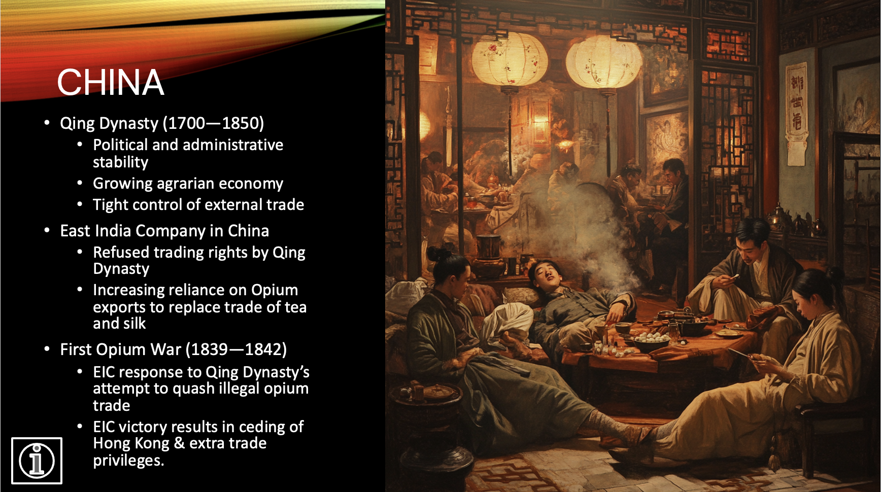 Young Chinese men and women in an Opium Den