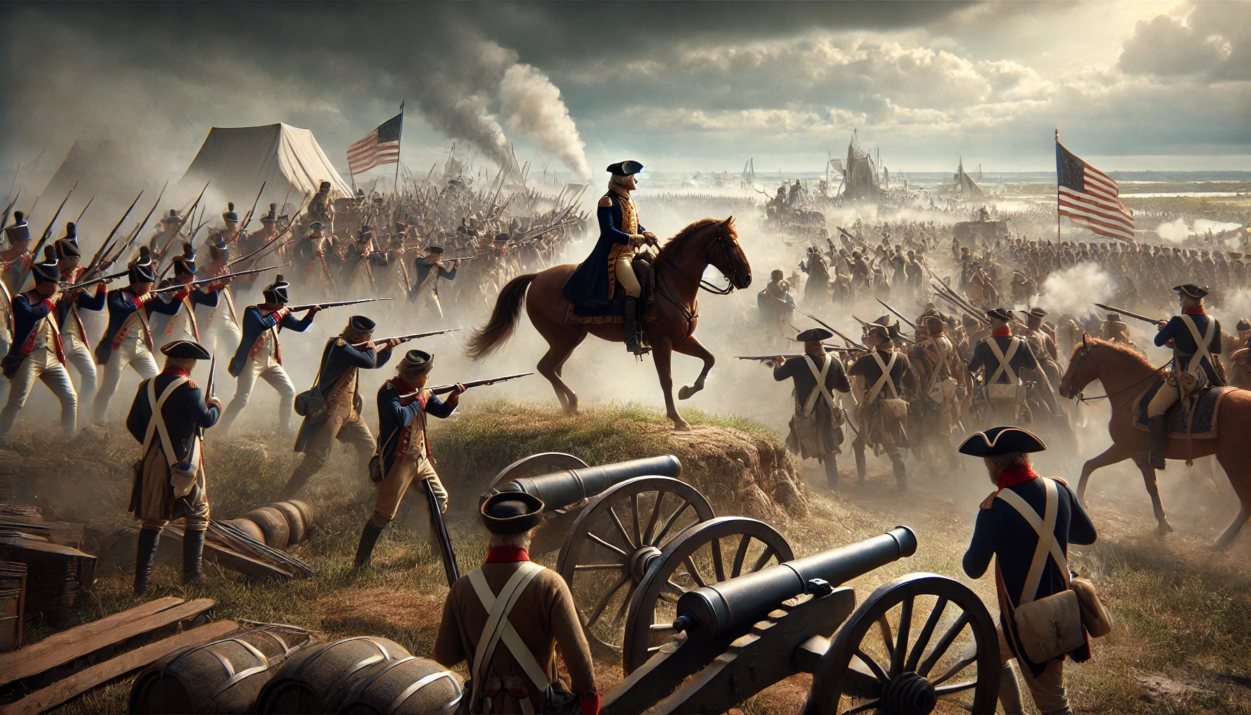 George Washington leading his troops at Yorktown